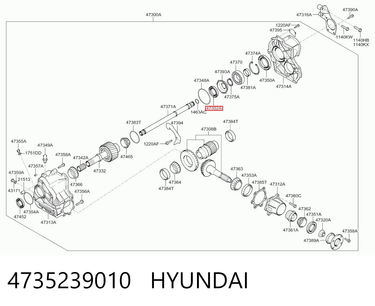4735239010 Hyundai/Kia Сальник роздавальної коробки, передній, вихідний