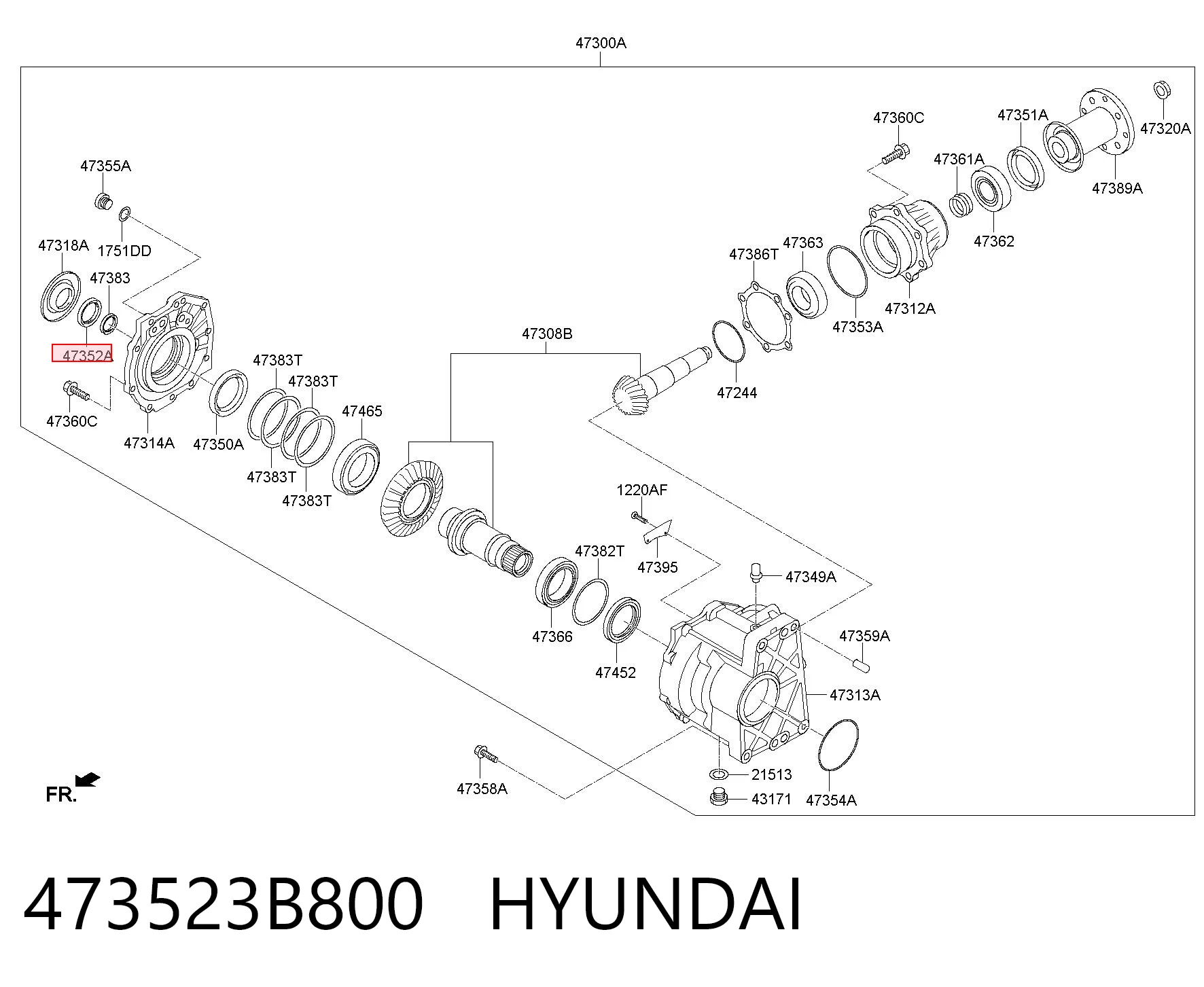 473523B800 Hyundai/Kia Сальник раздатки, задній, вихідний