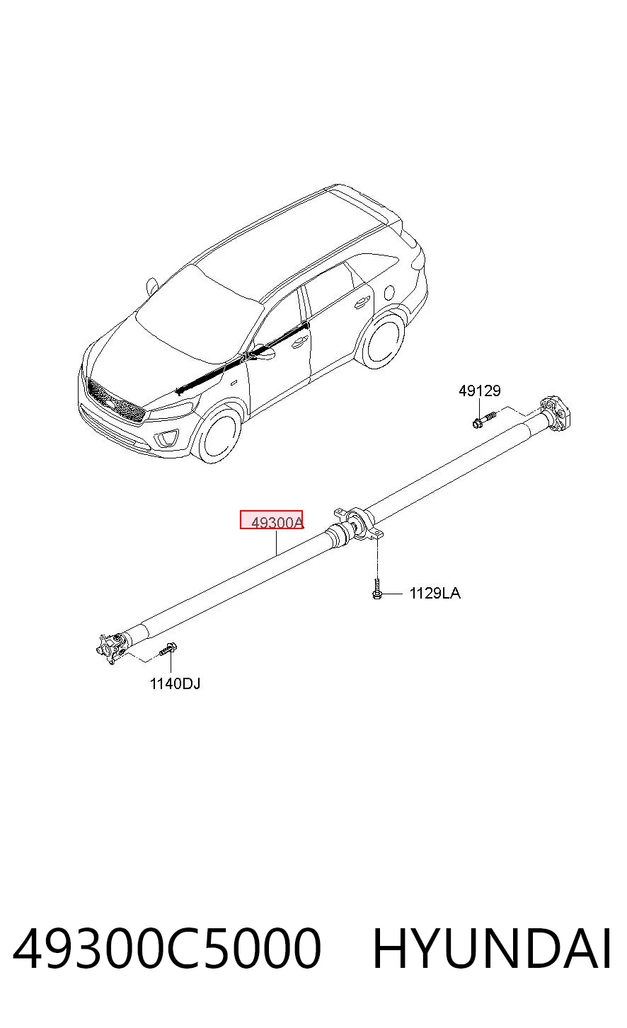 49300C5000 Hyundai/Kia Вал карданний основний заднього моста