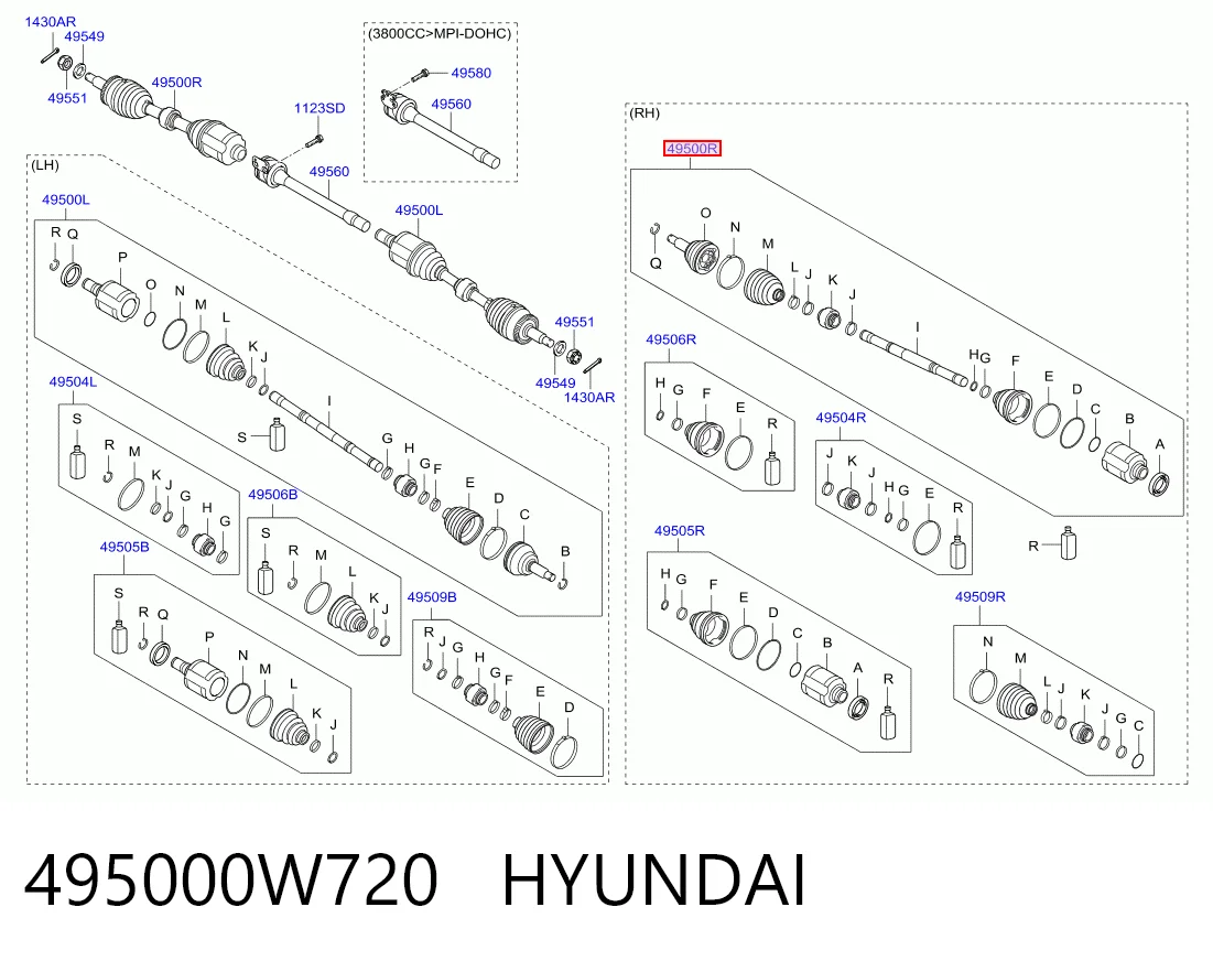 Привід правий Hyundai Santa Fe II