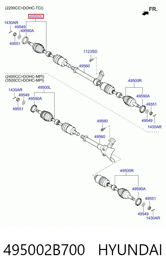 495002B700 Hyundai/Kia Привід лівий