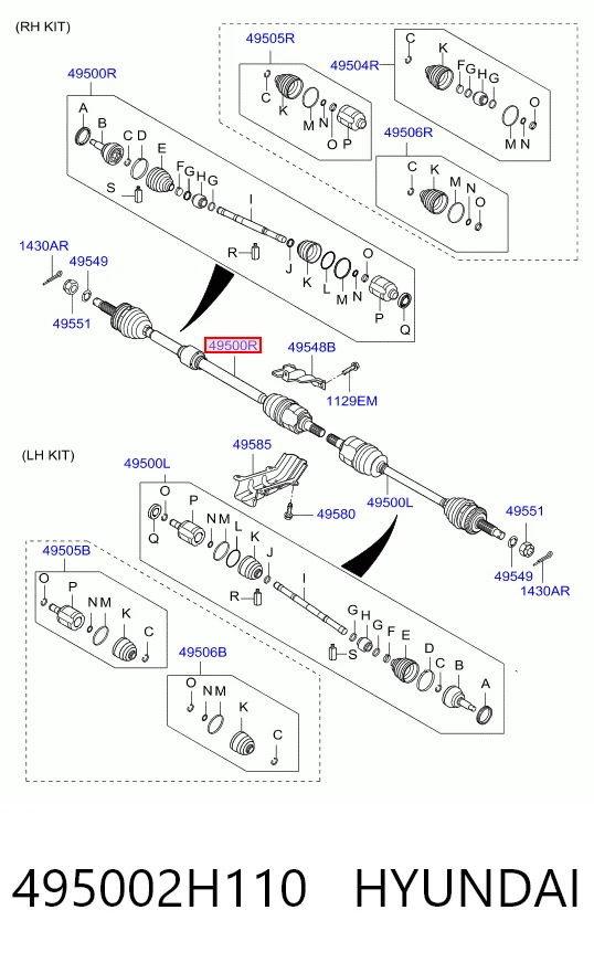 495002H110 Hyundai/Kia Привід передній правий