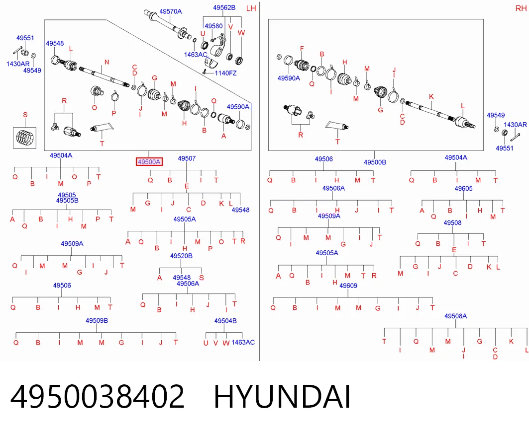 4950038402 Hyundai/Kia Привід лівий