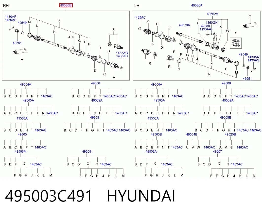 495003C491 Hyundai/Kia Привід передній правий