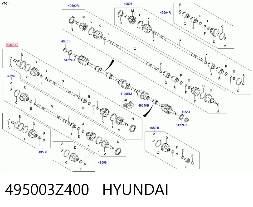 Купити Ліва піввісь Hyundai I40 I VF