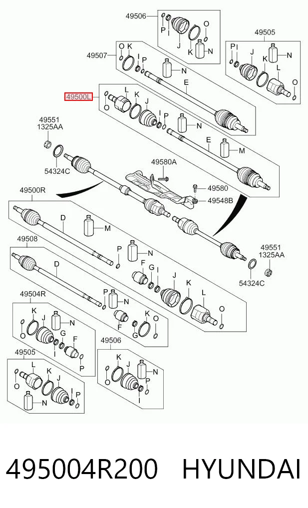 495004R200 Hyundai/Kia Привід лівий