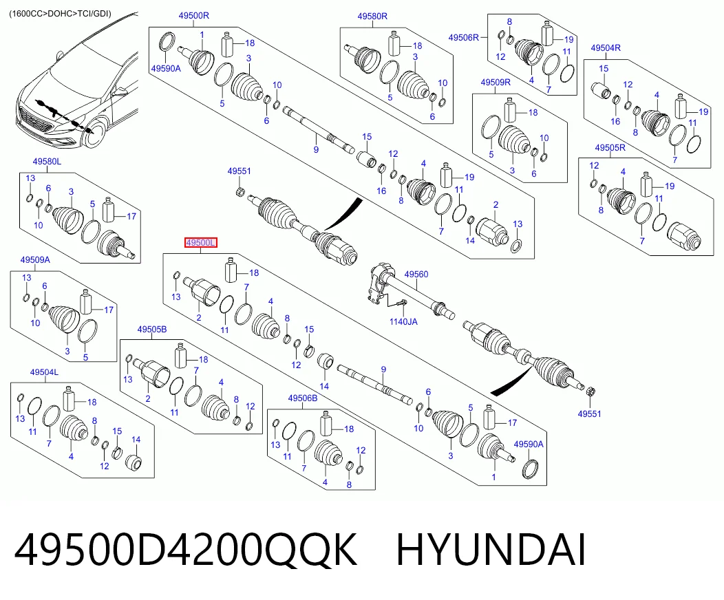 Купити Ліва піввісь Hyundai Sonata VII LF