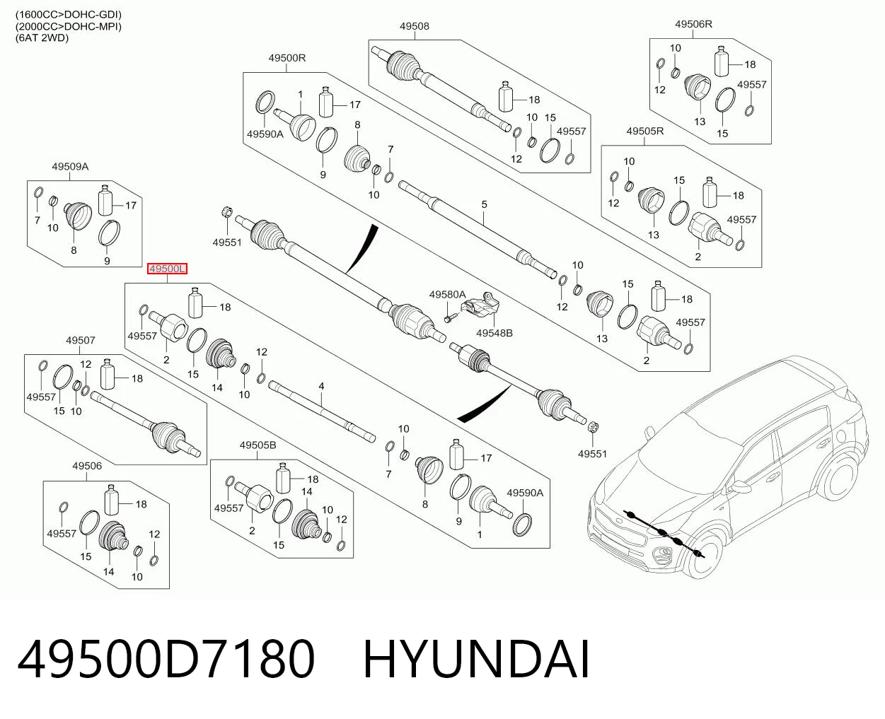 Привід лівий на Hyundai Tucson III TL