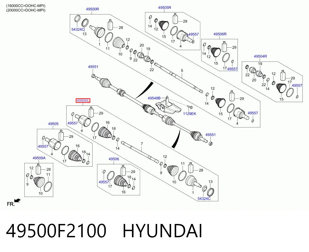 Купити 49500F2100 Honda Ліва піввісь