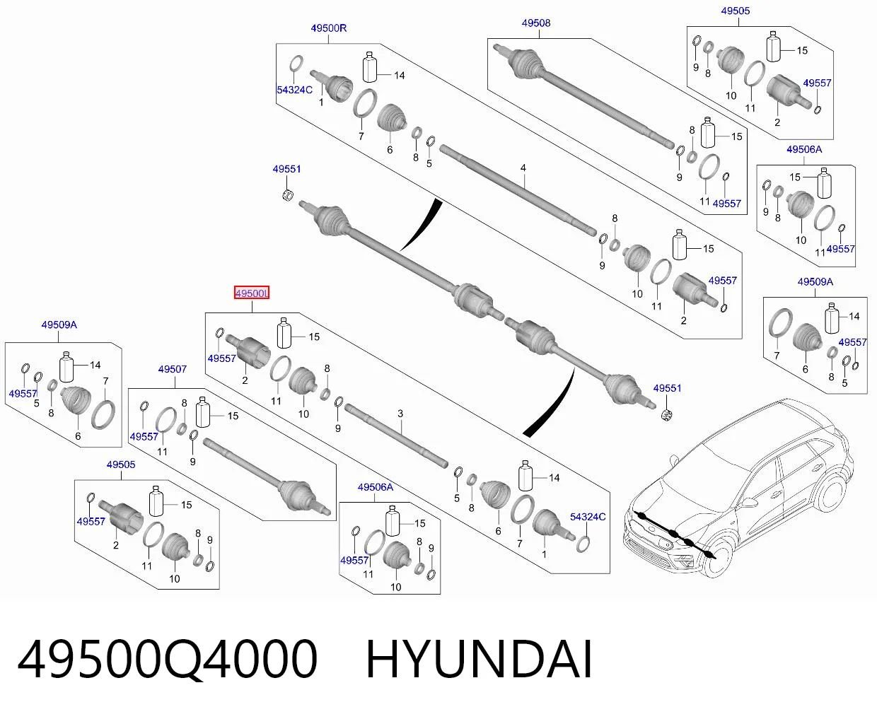 49500Q4000 Hyundai/Kia Привід лівий