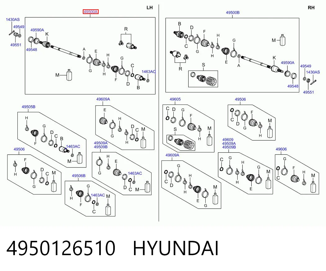 Привід передній лівий Hyundai Santa Fe I позашляховик (SM) (2000 - 2006) ціна, від 118.67 USD