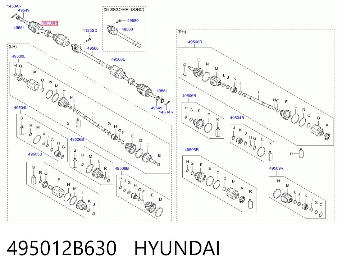Привід передній правий на Hyundai Santa Fe II CM