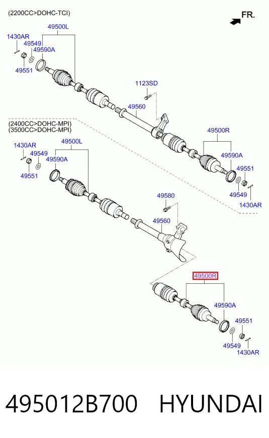 495012B700 Hyundai/Kia Привід передній правий