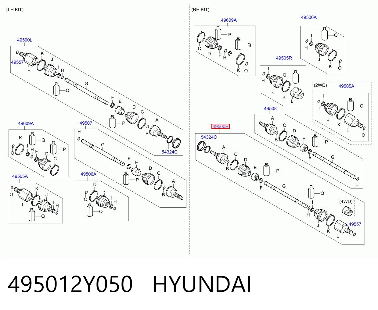 Привід передній правий на Hyundai Ix35  LM