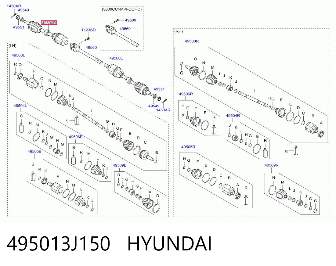 Піввісь передня, права Hyundai Santa Fe II позашляховик (CM) (2006 - 2012) ціна, від 165.74 USD