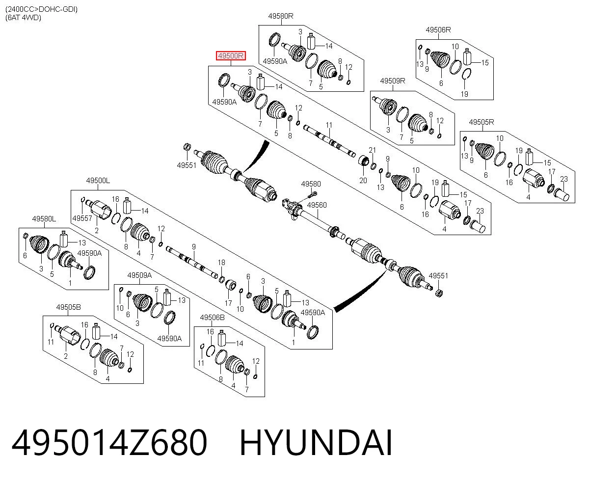 495014Z680 Hyundai/Kia Привід передній правий