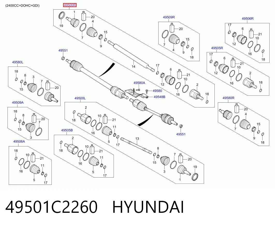  Піввісь права Hyundai Sonata 7