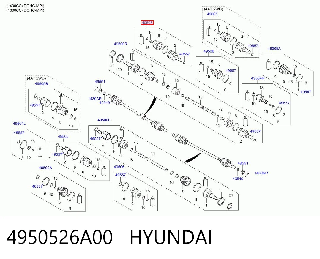 ШРКШ внутрішній, передній Hyundai Santa Fe I позашляховик (SM) (2000 - 2006) ціна, від 36.22 USD