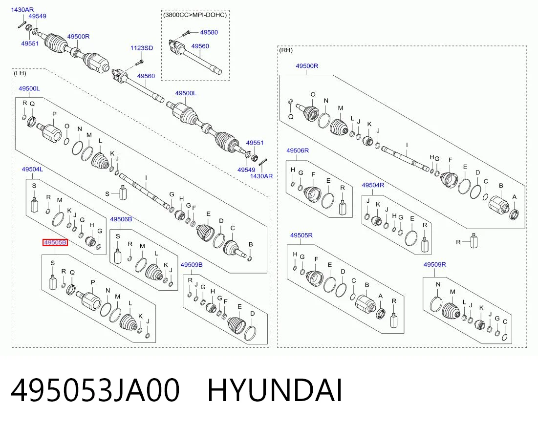 ШРКШ внутрішній, передній, лівий Hyundai Veracruz позашляховик (2006 - 2014) ціна, від 127.12 USD