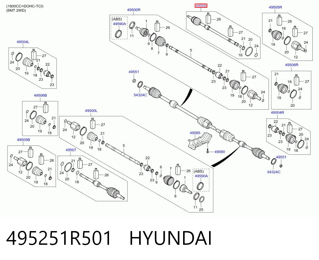 ШРУС зовнішній передній 495251R501 Chrysler