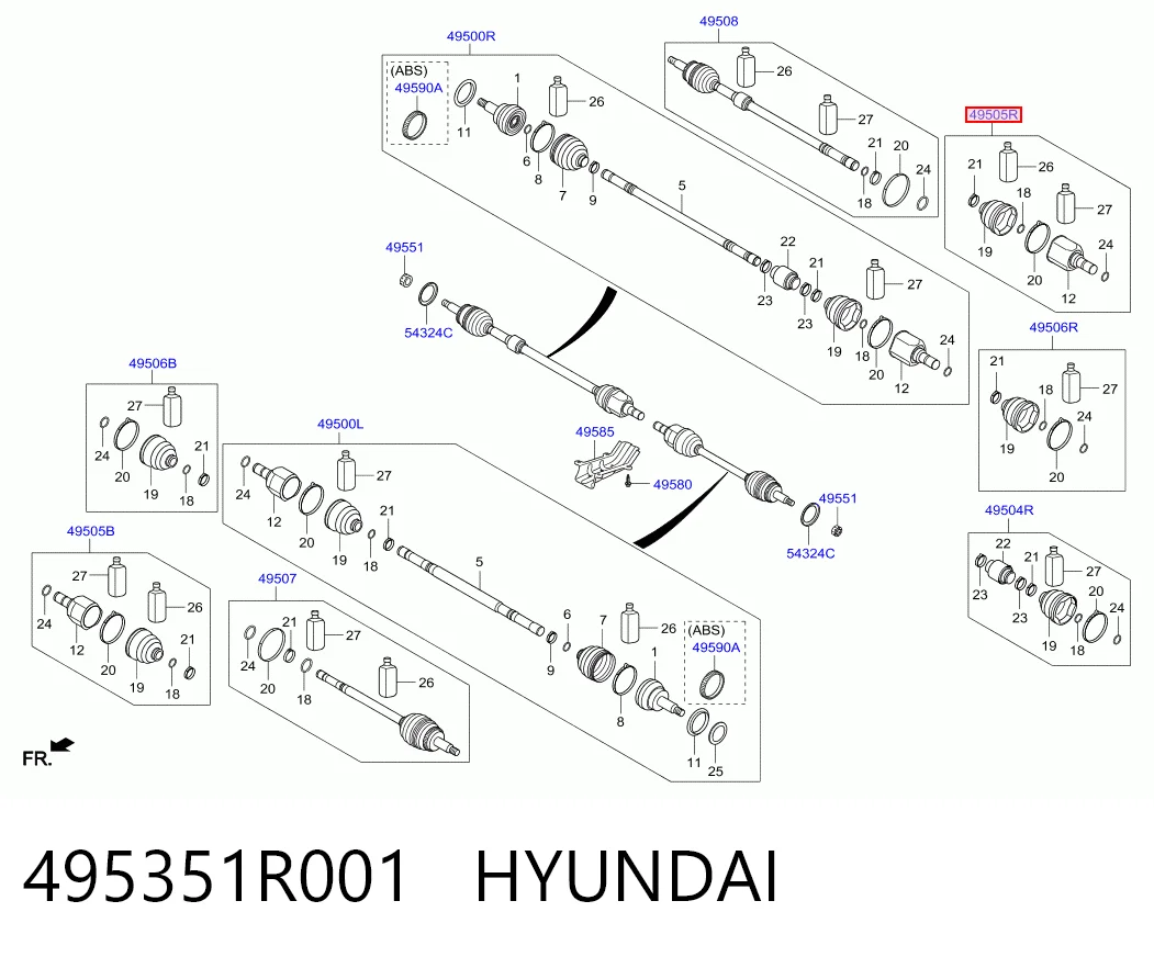 ШРУС внутрішній, передній, правий Hyundai SOLARIS I
