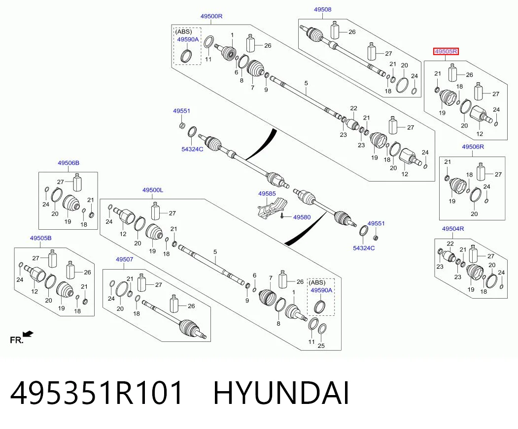 ШРУС внутрішній правий на Hyundai SOLARIS I SBR11