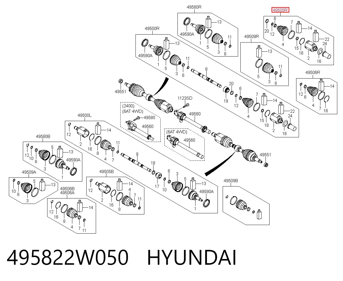 ШРУС внутрішній, передній, правий Hyundai Santa Fe III