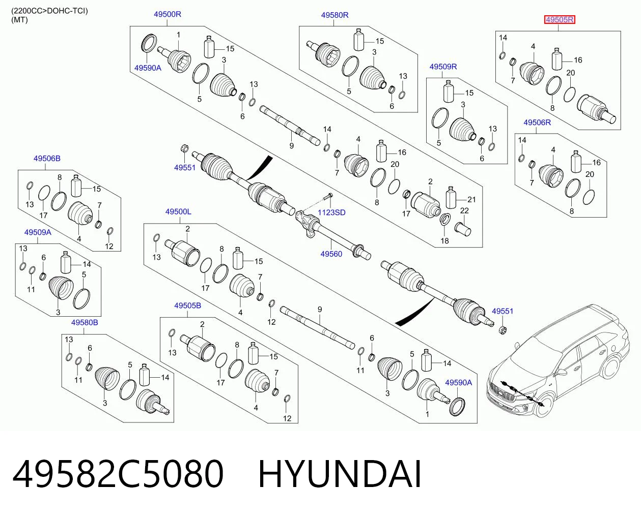 ШРУС внутрішній правий на Hyundai Santa Fe IV TM, TMA