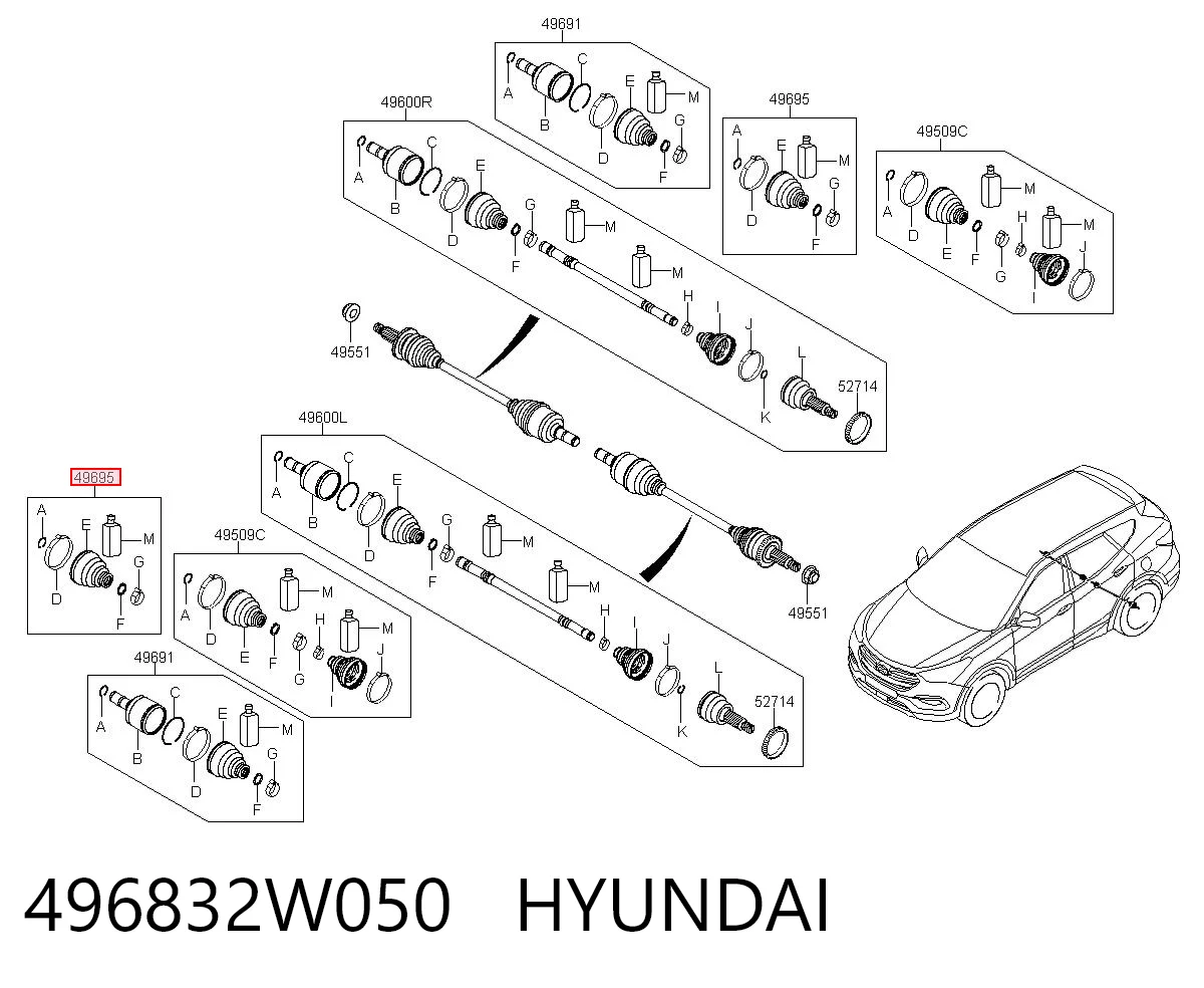 Пильник гранати внутрішній, передній півосі Hyundai Santa Fe III позашляховик (DM) (2012 - 2018) ціна, від 19.92 USD