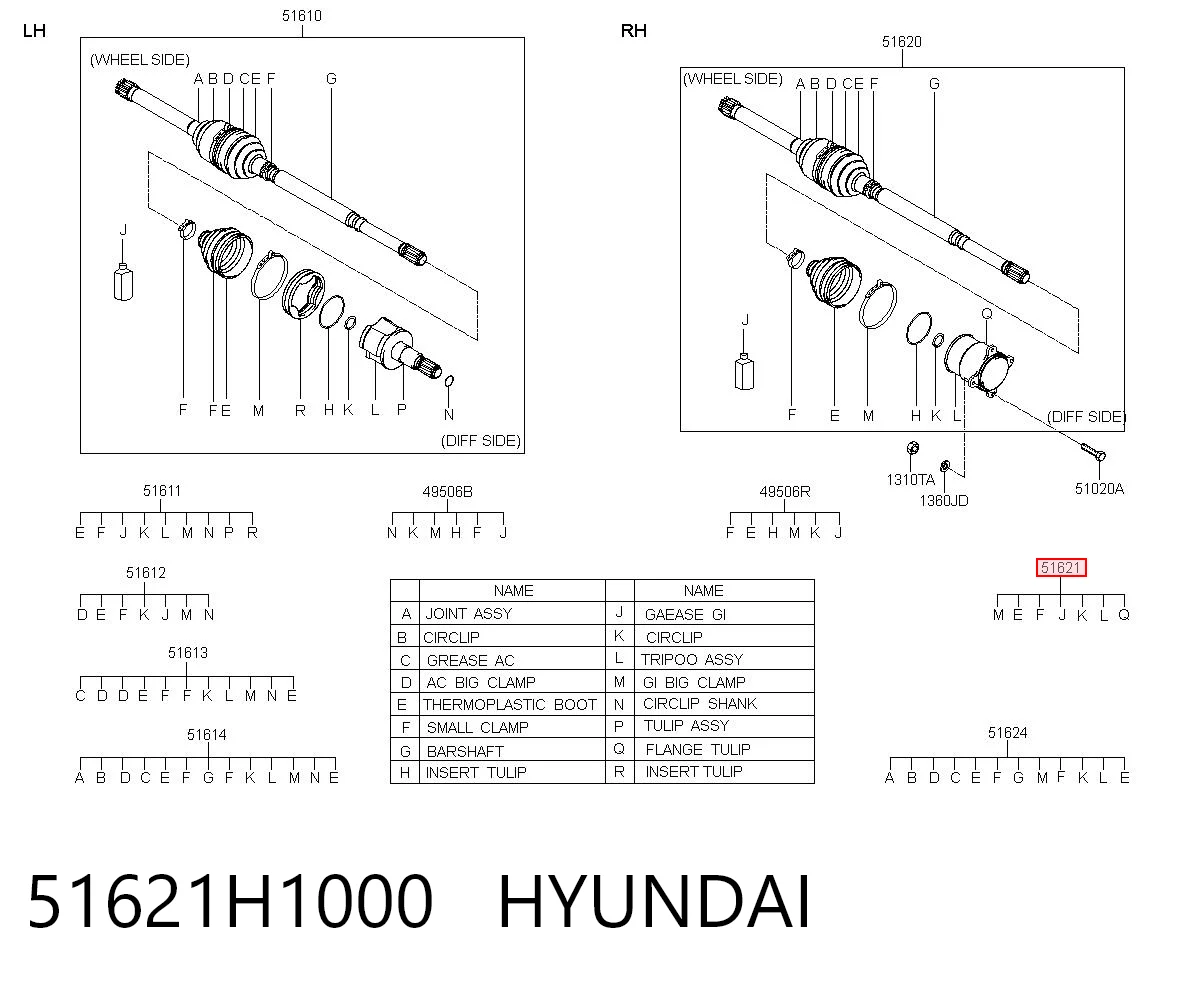 ШРКШ внутрішній, передній, правий Hyundai Terracan позашляховик (HP) (2001 - 2006) ціна, від 34.60 USD