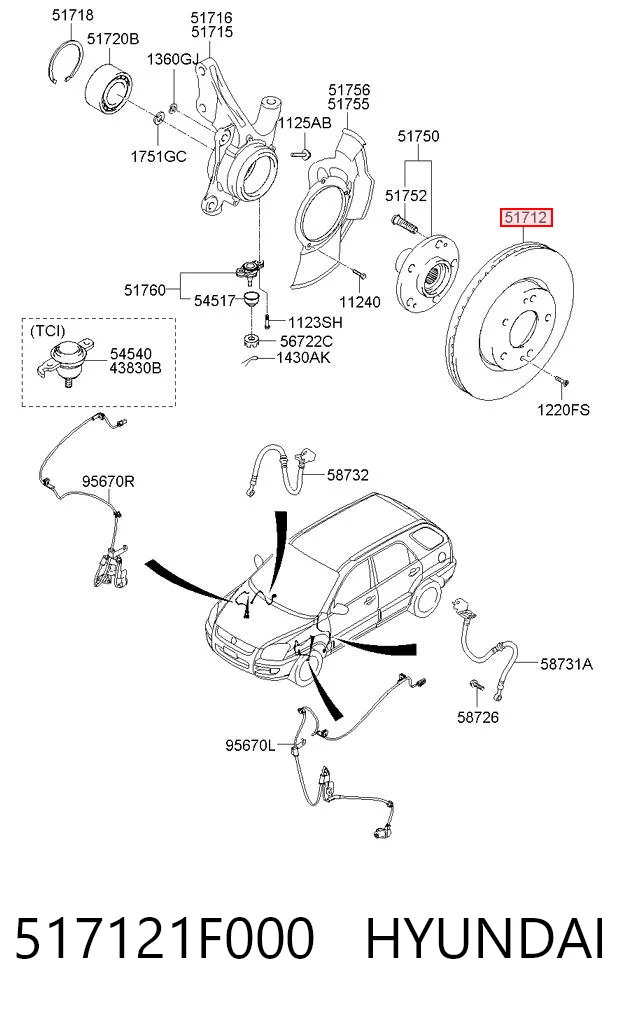 517121F000 Hyundai/Kia Гальмо дискове переднє