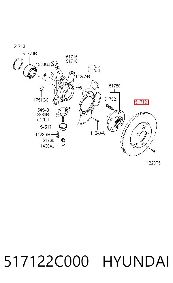 517122C000 Hyundai/Kia Гальмо дискове переднє