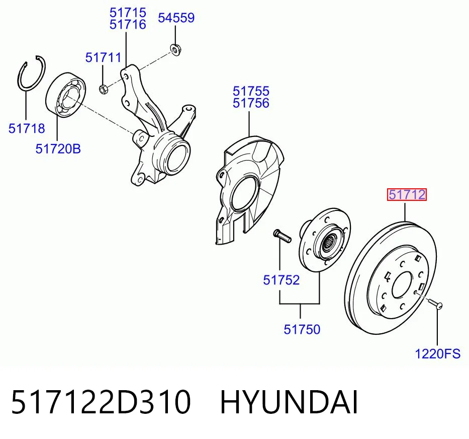 517122D310 Hyundai/Kia Гальмо дискове переднє