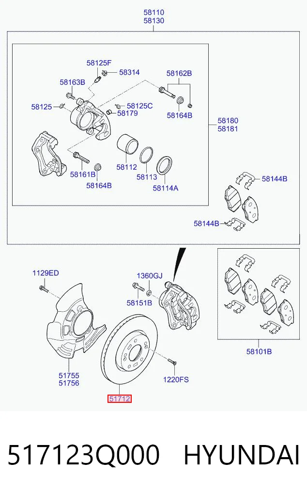 517123Q000 Hyundai/Kia Гальмо дискове переднє