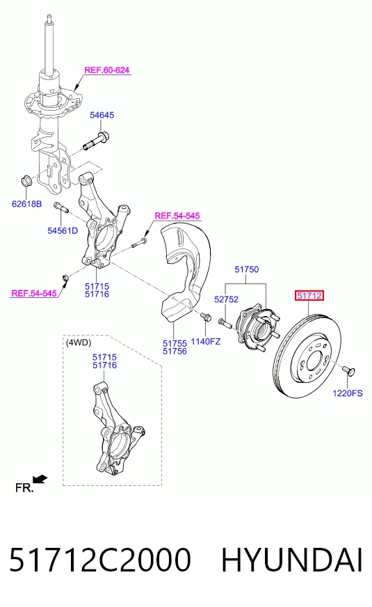 51712C2000 Hyundai/Kia Гальмо дискове переднє