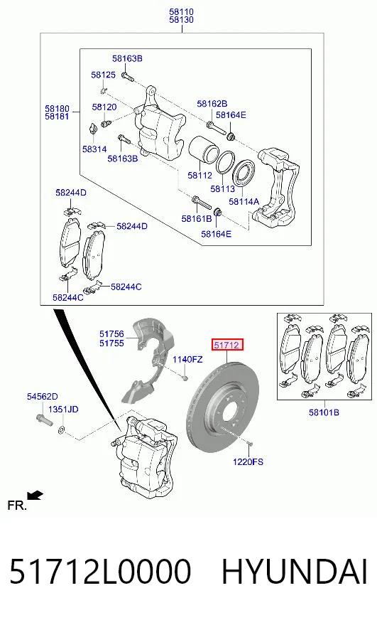 51712L0000 Hyundai/Kia Гальмо дискове переднє