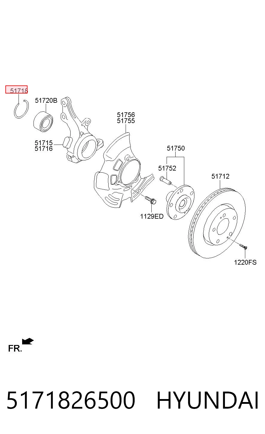 5171826500 Hyundai/Kia Кільце стопорне підшипника передньої маточини