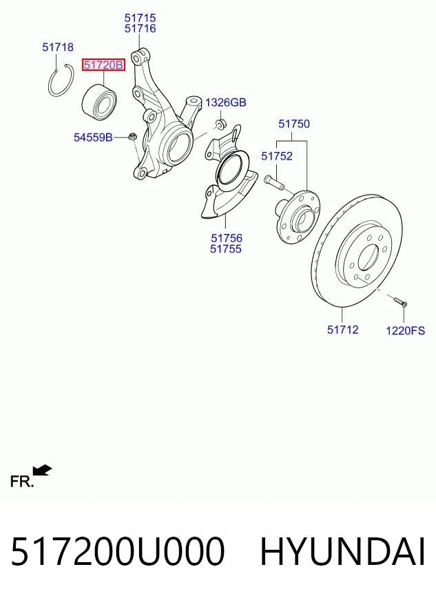 517200U000 Hyundai/Kia Підшипник маточини передньої