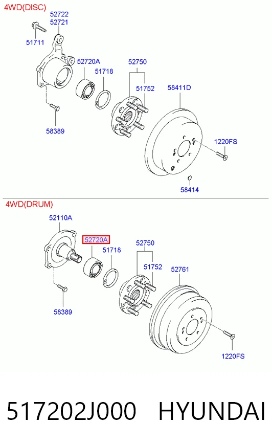 517202J000 Hyundai/Kia Підшипник ступиці задньої