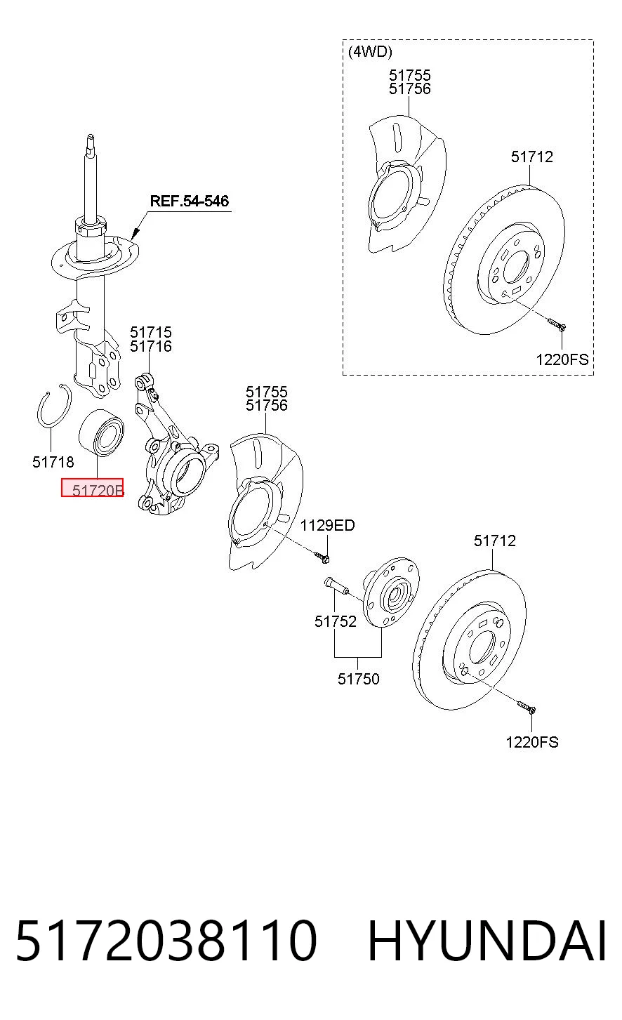 5172038110 Hyundai/Kia Підшипник маточини передньої