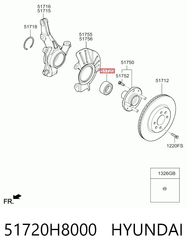 51720H8000 Hyundai/Kia Підшипник маточини передньої