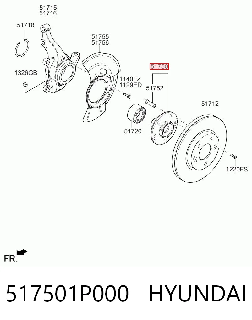 517501P000 Hyundai/Kia Маточина (передня)