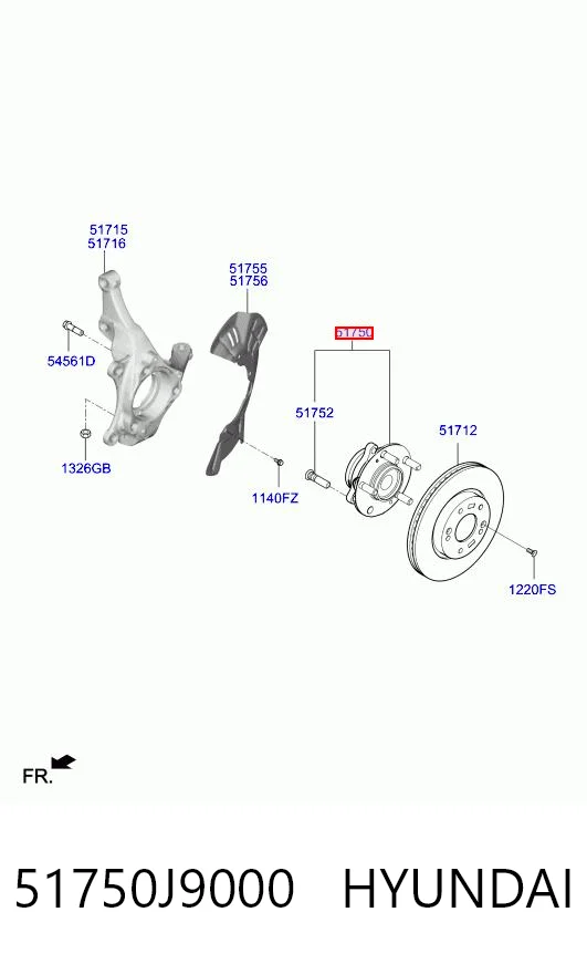 51750J9000 Hyundai/Kia Маточина (передня)