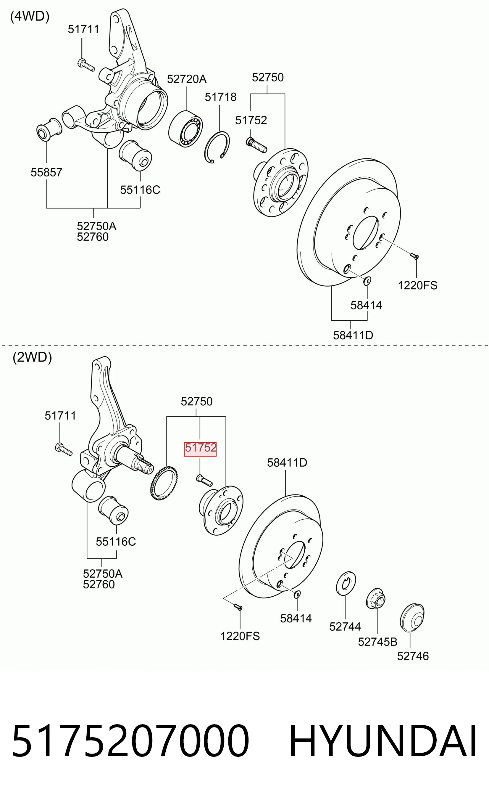 5175207000 Hyundai/Kia Болт маточини