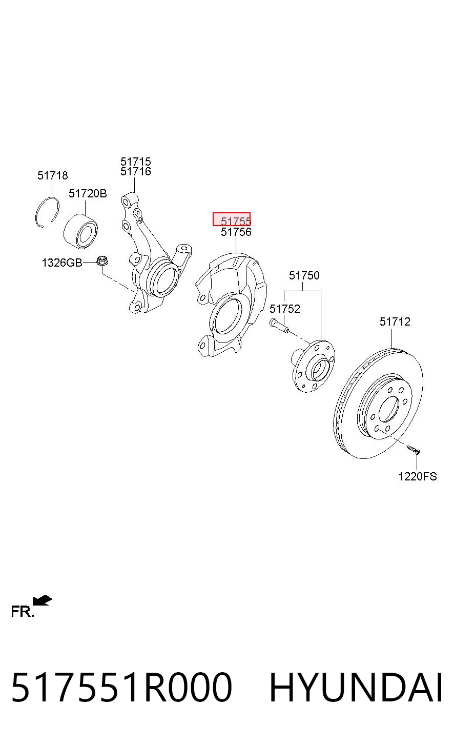 517551R000 Hyundai/Kia Кожух гальмівного диска