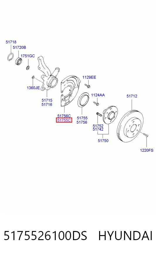 5175526100DS Hyundai/Kia Кожух гальмівного диска