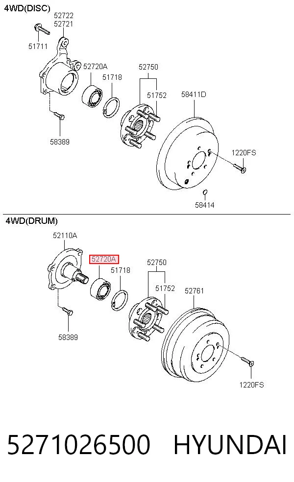 5271026500 Hyundai/Kia Підшипник ступиці задньої
