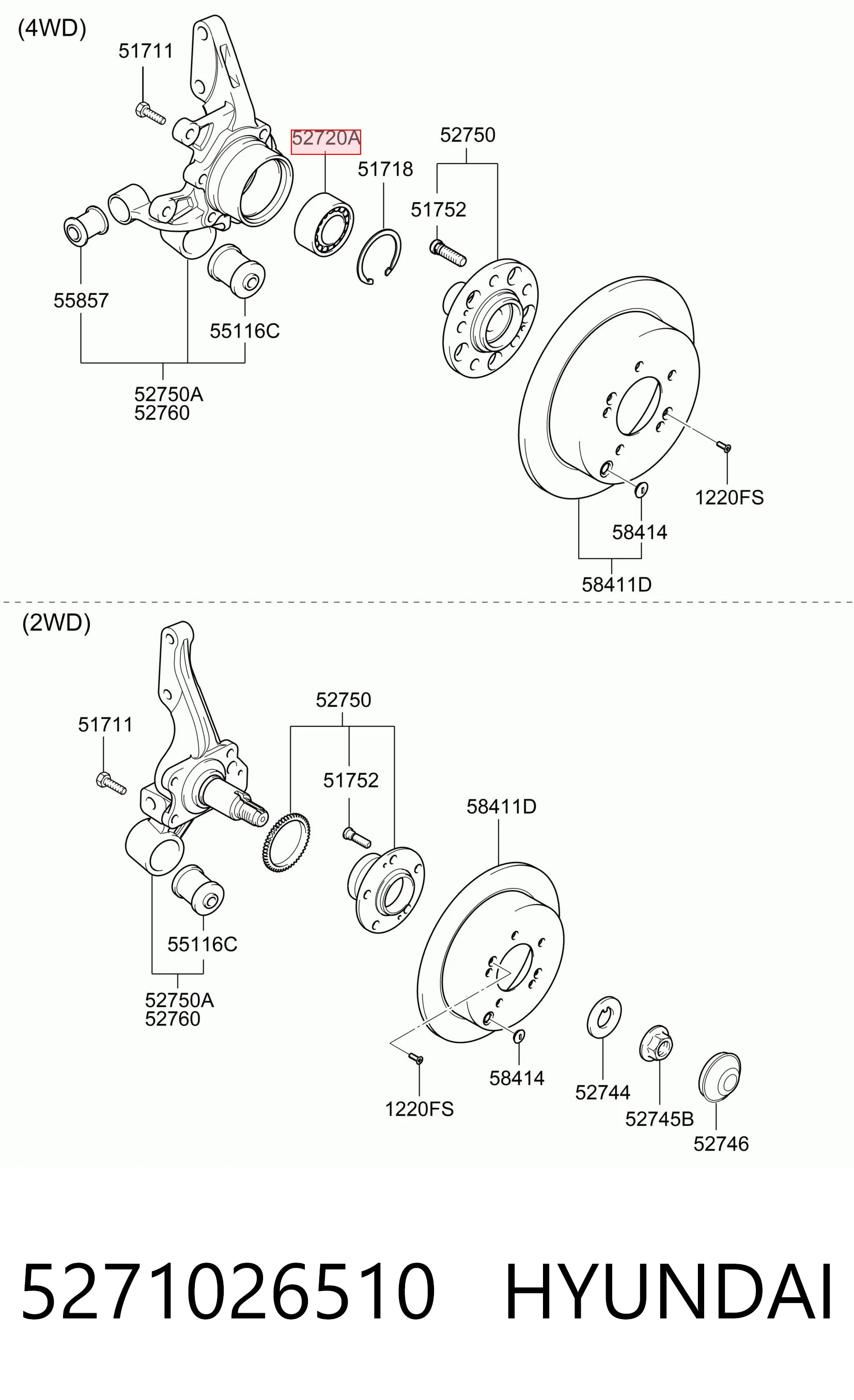 5271026510 Hyundai/Kia Підшипник ступиці задньої