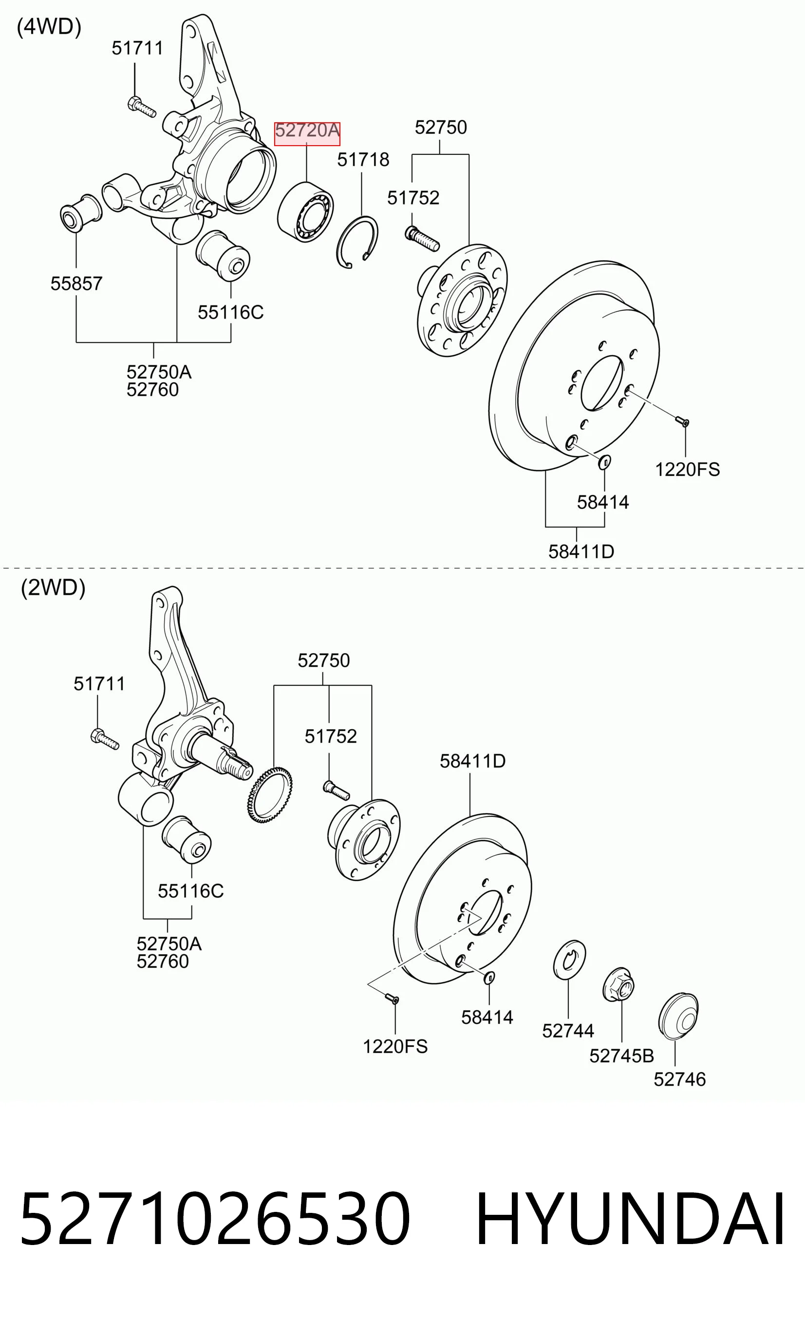 5271026530 Hyundai/Kia Підшипник ступиці задньої