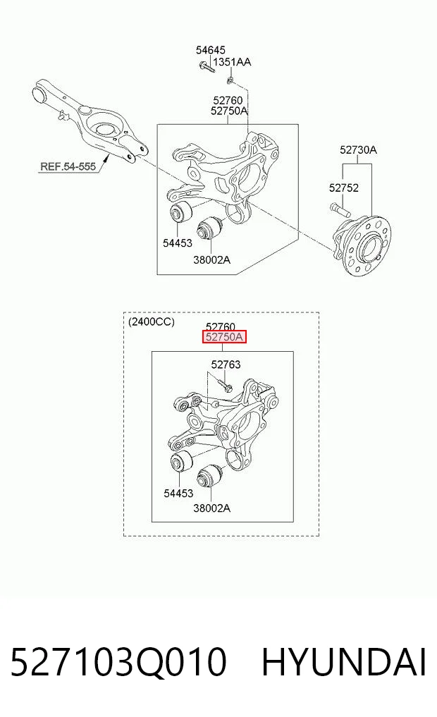 527103Q010 Hyundai/Kia Цапфа поворотна ліва